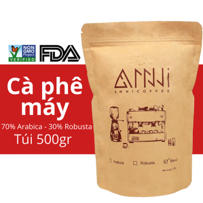 500GR Cà phê máy ANNI COFFEE Dạng hạt Buôn Mê Thuột - Lâm Đồng - Có vị đắng nhẹ, hương thơm, vị chua thanh cuốn hút