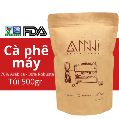 500GR Cà phê máy ANNI COFFEE Dạng hạt Buôn Mê Thuột - Lâm Đồng - Có vị đắng nhẹ, hương thơm, vị chua thanh cuốn hút