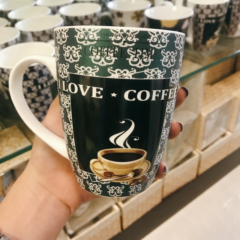 Ly sứ love coffee xanh lá