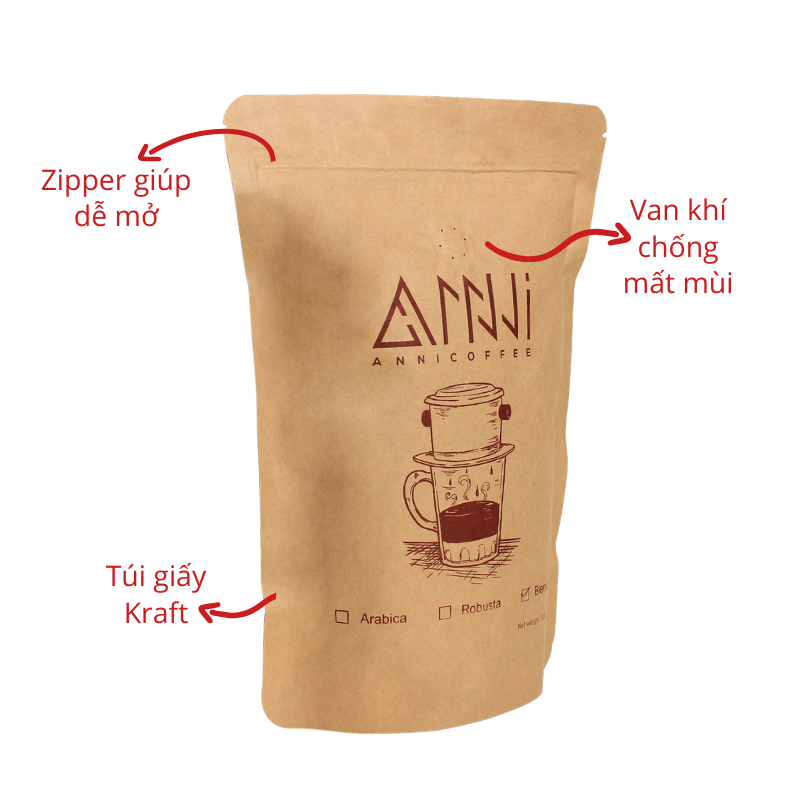 500GR Cà phê sữa ANNI COFFEE Buôn Mê Thuột - Lâm Đồng (Bột/Hạt) - Có vị đắng nhẹ, thơm vừa, vị chua thanh cuốn hút